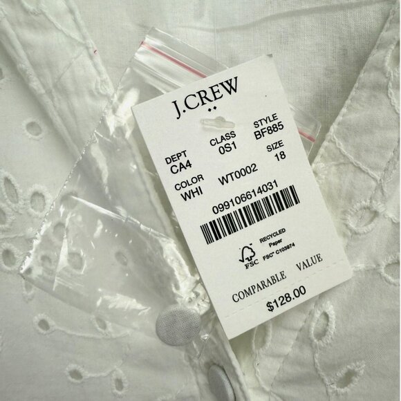 J. Crew Factory Eyelet Midi Dress Puff Sleeve Boho Summer Graduation Coastal - Picture 6 of 16